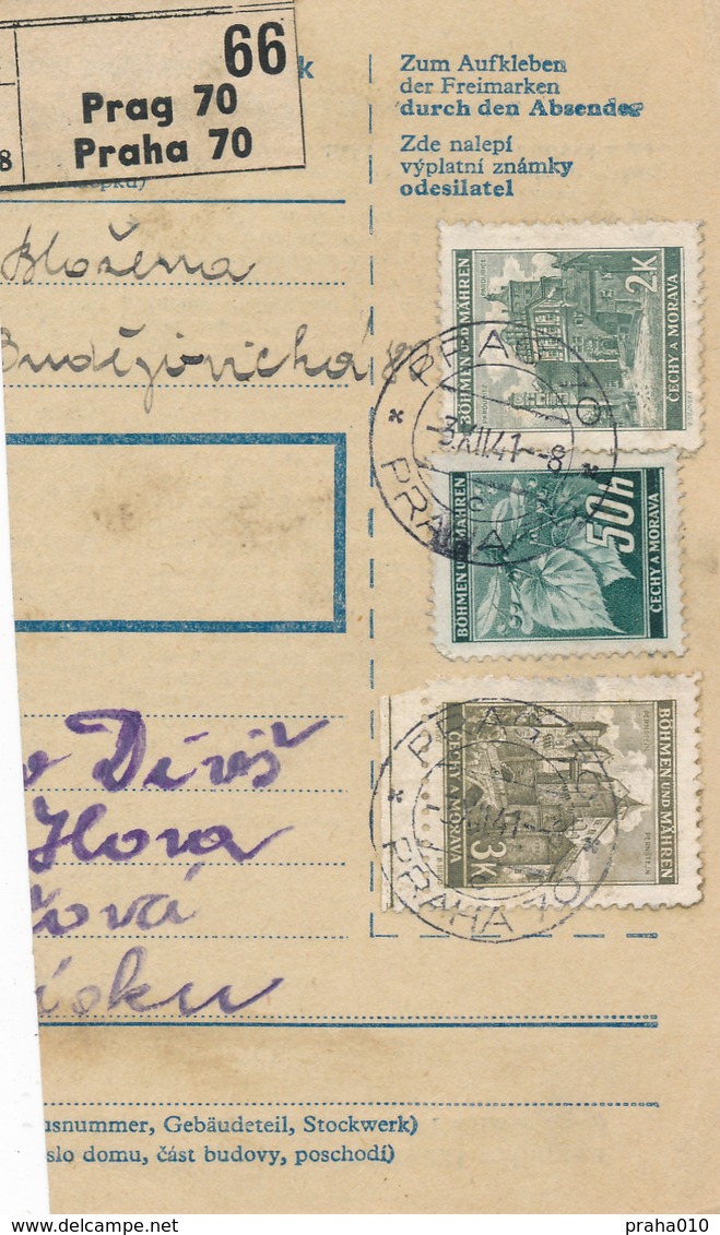 BuM (IMG2012) - Böhmen Und Mähren (1941) Prag 70 - Praha 70 (Postal Parcel Dispach) Tariff: 5,50 K - Briefe U. Dokumente