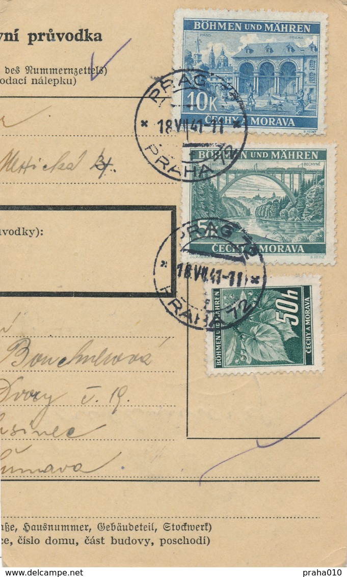 BuM (IMG2014) - Böhmen Und Mähren (1941) Prag 72 - Praha 72 / Hussinetz - Husinec (Postal Parcel Dispach) Tariff 15,50 K - Briefe U. Dokumente