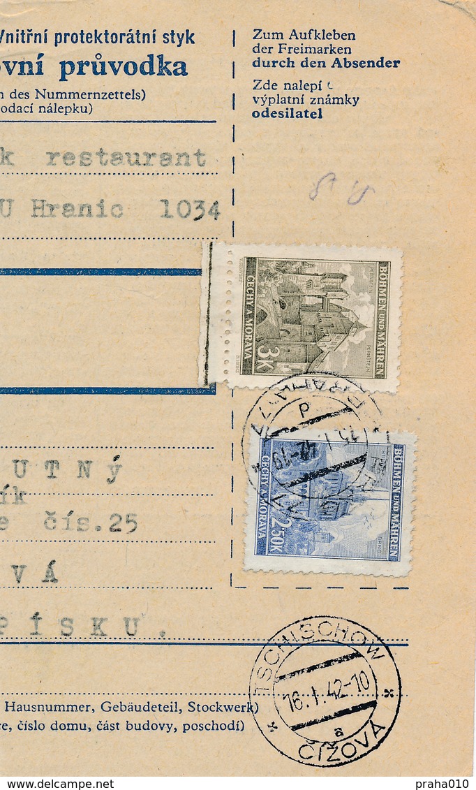 BuM (IMG2018) - Böhmen Und Mähren (1942) Prag 77 - Praha 77 / Tschischow - Cizova (Postal Parcel Dispach) Tariff: 5,50 K - Briefe U. Dokumente