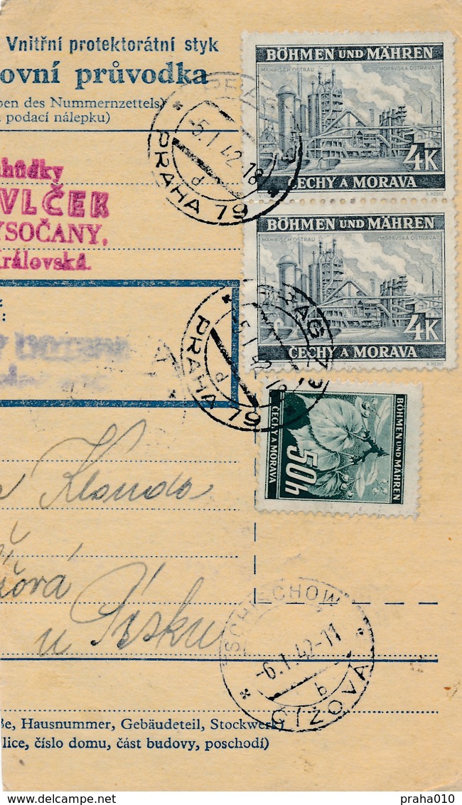 BuM (IMG2021) - Böhmen Und Mähren (1942) Prag 79 - Praha 79 / Tschischow - Cizova (Postal Parcel Dispach) Tariff 8,50 K - Briefe U. Dokumente