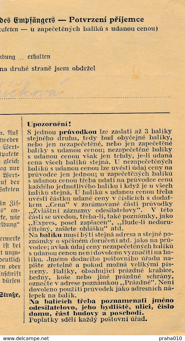 BuM (IMG2025) - Böhmen Und Mähren (1941) Prag 85 - Praha 85 (Postal Parcel Dispach) Tariff 5,50 K - Brieven En Documenten