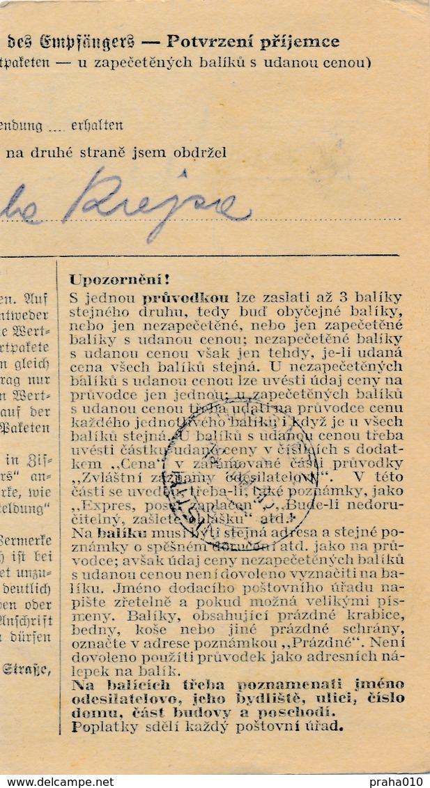 BuM (IMG2027) - Böhmen Und Mähren (1941) Prag 23 - Praha 23 / Hussinetz - Husinec (Postal Parcel Dispach) Tariff 5,50 K - Briefe U. Dokumente
