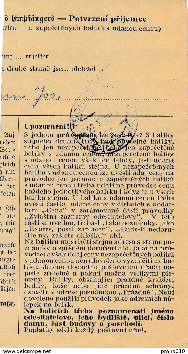 BuM (IMG2028) - Böhmen Und Mähren (1941) Pibrans - Pribram / Prag-Protiwin - Pr... (Postal Parcel Dispach) Tariff 4,50 K - Briefe U. Dokumente