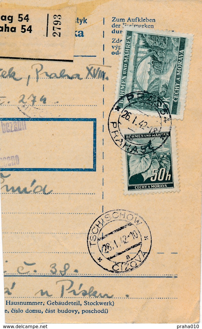 BuM (IMG2029) - Böhmen Und Mähren (1942) Prag 54 - Praha 54 / Tschischow - Cizova (Postal Parcel Dispach) Tariff 5,50 K - Briefe U. Dokumente