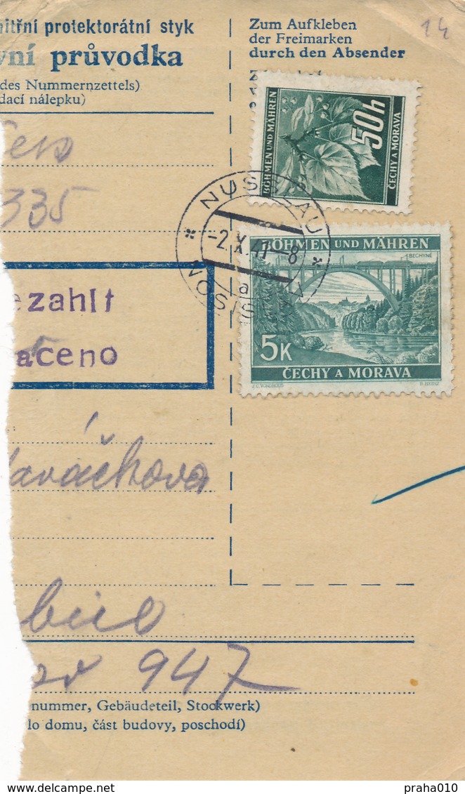BuM (IMG2031) - Böhmen Und Mähren (1941) Nusslau - Nosislav / Pradubitz 1 - ... (Postal Parcel Dispach) Tariff 5,50 K - Briefe U. Dokumente