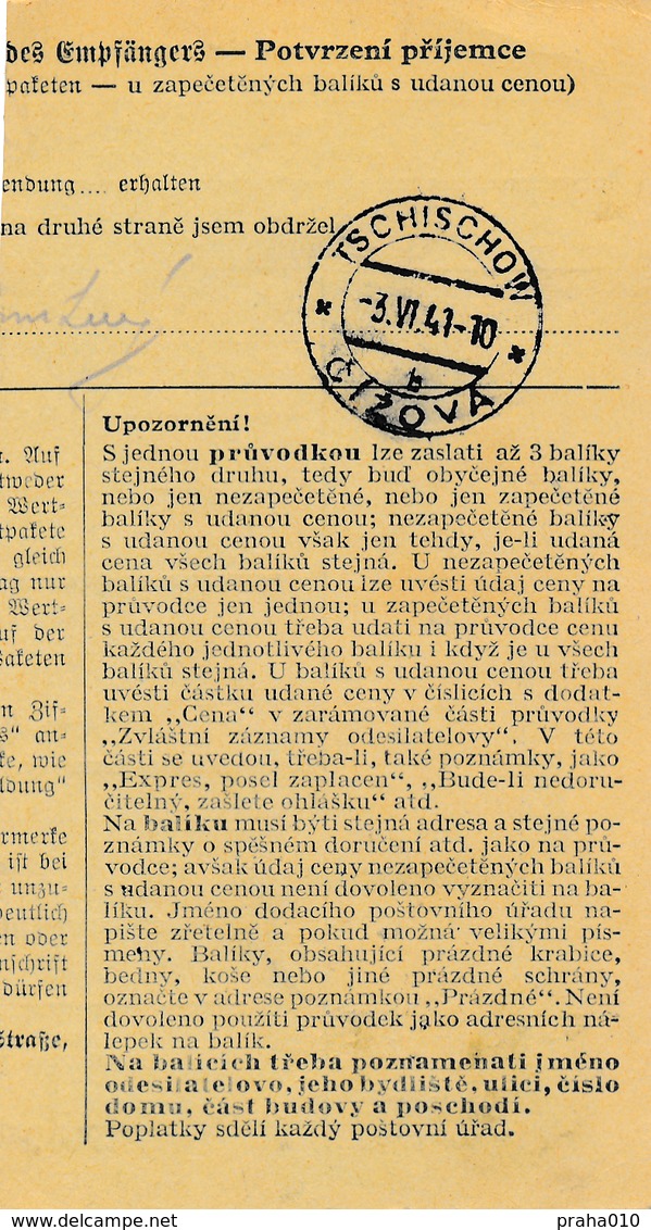 BuM (IMG2032) - Böhmen Und Mähren (1941) Brünn 7 - Brno 7 / Tschischow - Cizova (Postal Parcel Dispach) Tariff 7,50 K - Briefe U. Dokumente