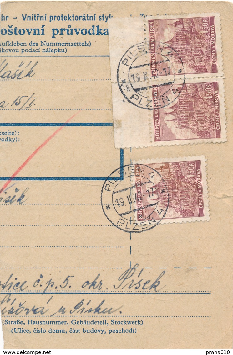 BuM (IMG2039) - Böhmen Und Mähren (1942) Pilsen 4 - Plzen 4 / Tschischow - Cizova (Postal Parcel Dispach) Tariff: 4,50 K - Briefe U. Dokumente