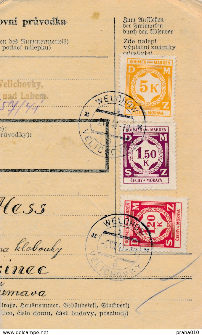 BuM (IMG2040) - Böhmen Und Mähren (1941) Welichow - Velichovky / Hussinetz - H... (Postal Parcel Dispach) Tariff: 7,70 K - Briefe U. Dokumente