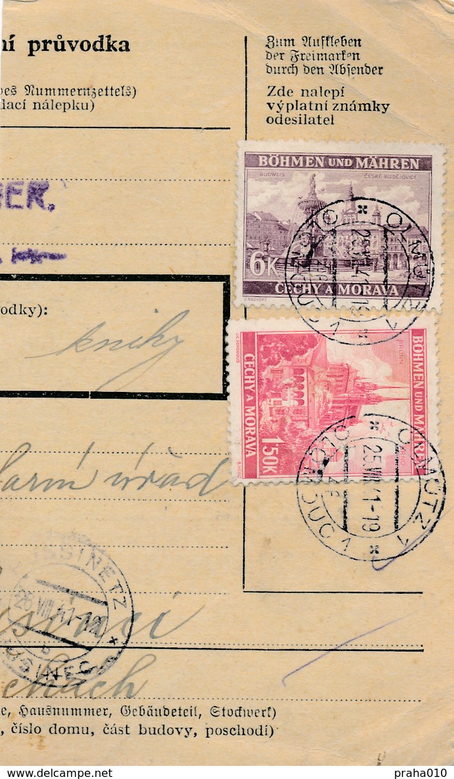 BuM (IMG2044) - Böhmen Und Mähren (1941) Olmütz 1 - Olomouc 1 / Hussinetz - ... (Postal Parcel Dispach) Tariff: 7,50 K - Briefe U. Dokumente