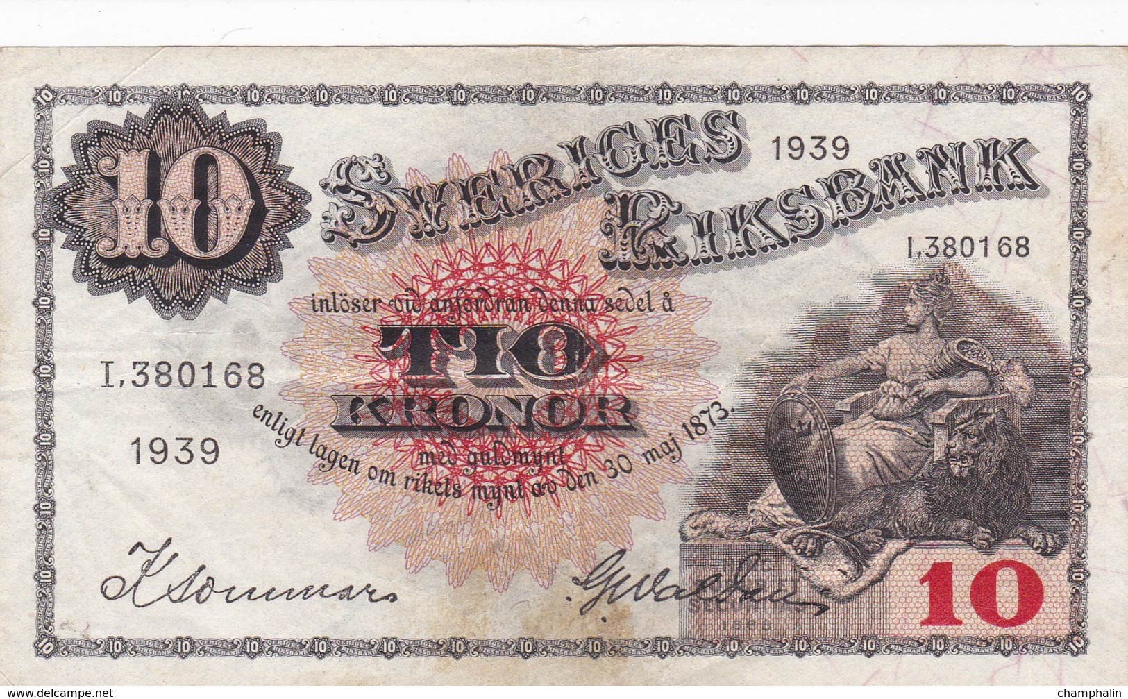 Suède - Billet De 10 Kronor - Gustav Vasa - 1939 - P34v - Suède