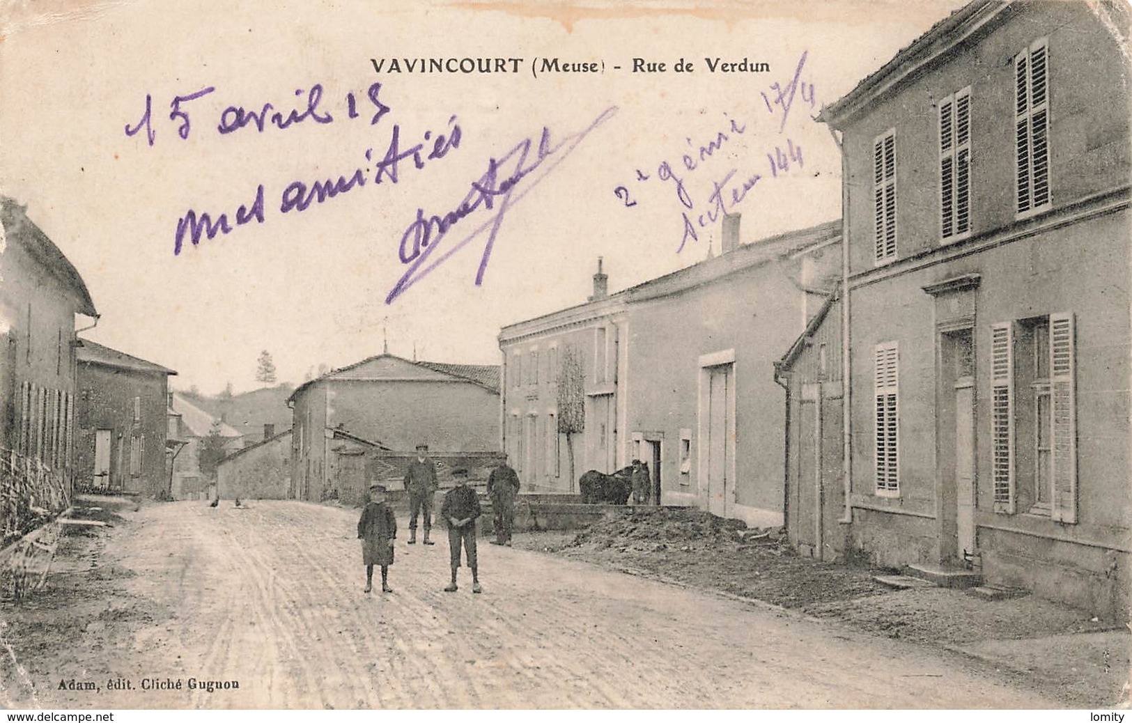 55 Vavincourt Rue De Verdun Cpa Carte Animée Correspondance Militaire 1915 Secteur 144 - Vavincourt