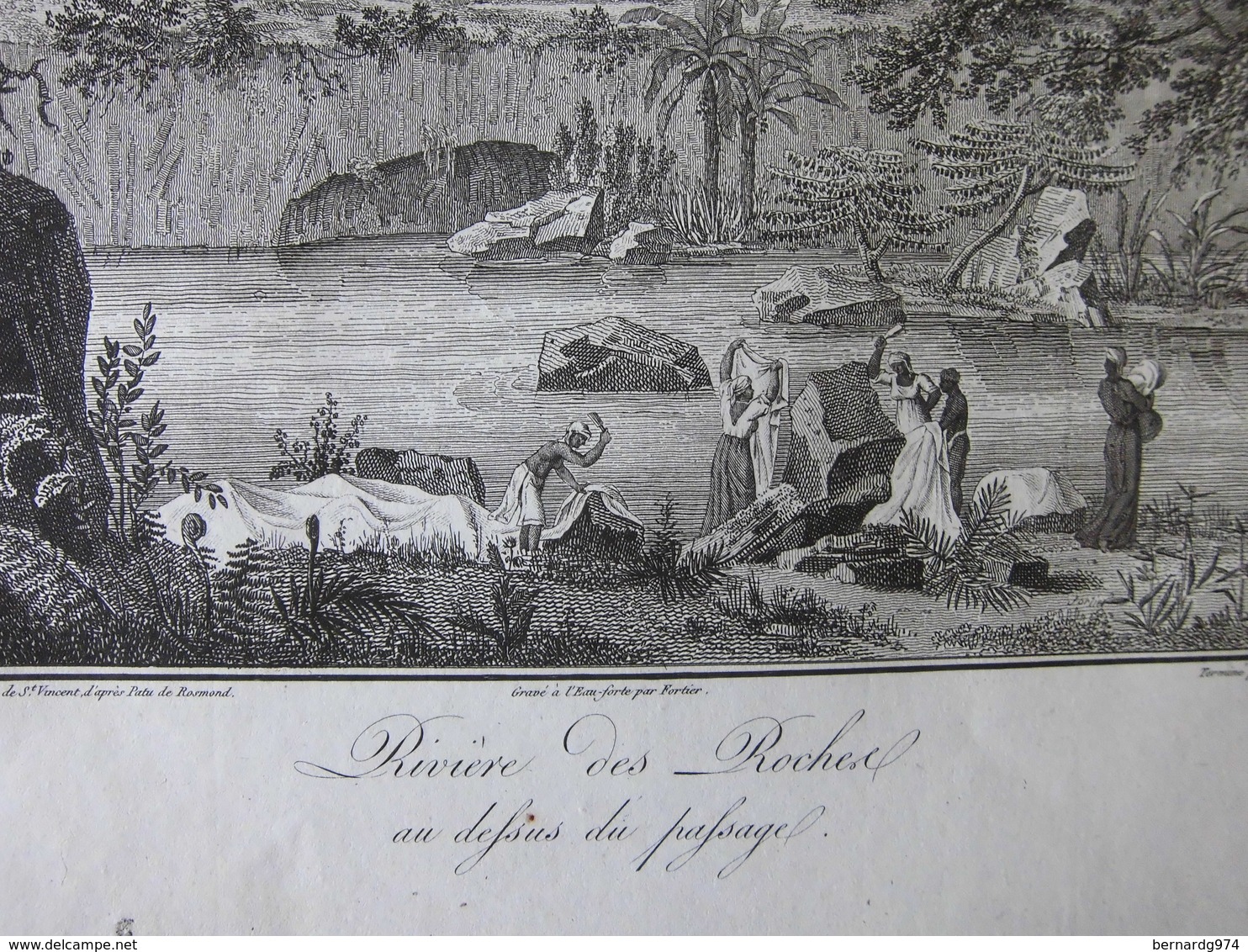 Réunion : "Cascade De La Rivière Des Roches Prise Du Bassin Inférieur" . Rare Eau Forte De Bory De Saint-Vincent (1804) - Historical Documents