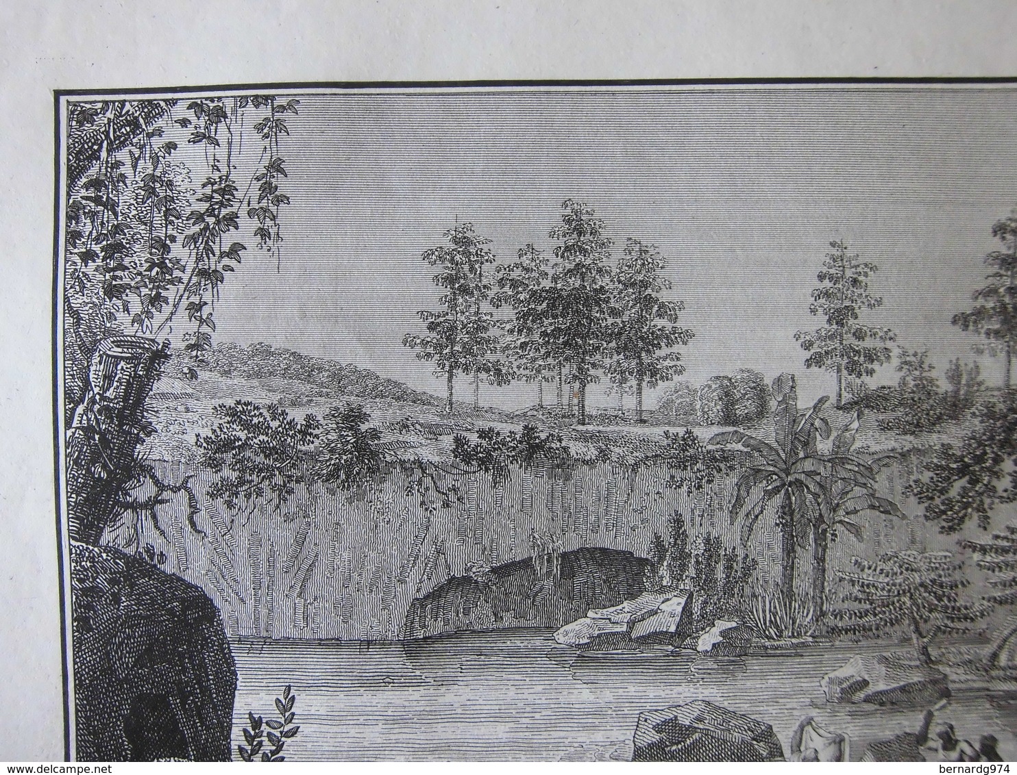 Réunion : "Cascade De La Rivière Des Roches Prise Du Bassin Inférieur" . Rare Eau Forte De Bory De Saint-Vincent (1804) - Historical Documents