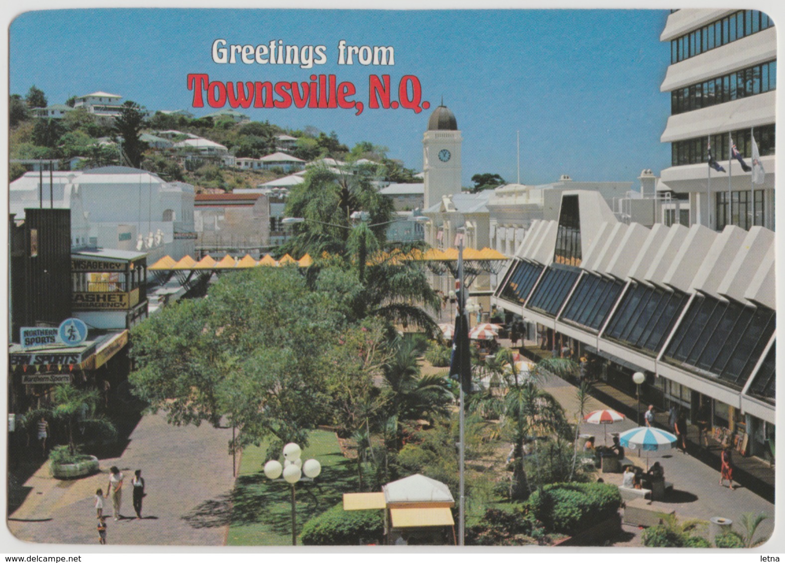 Australia QUEENSLAND QLD Flinders Mall TOWNSVILLE Murray Views W4 Postcard 1989 KENYA Meter Postmark !! To Sweden - Townsville