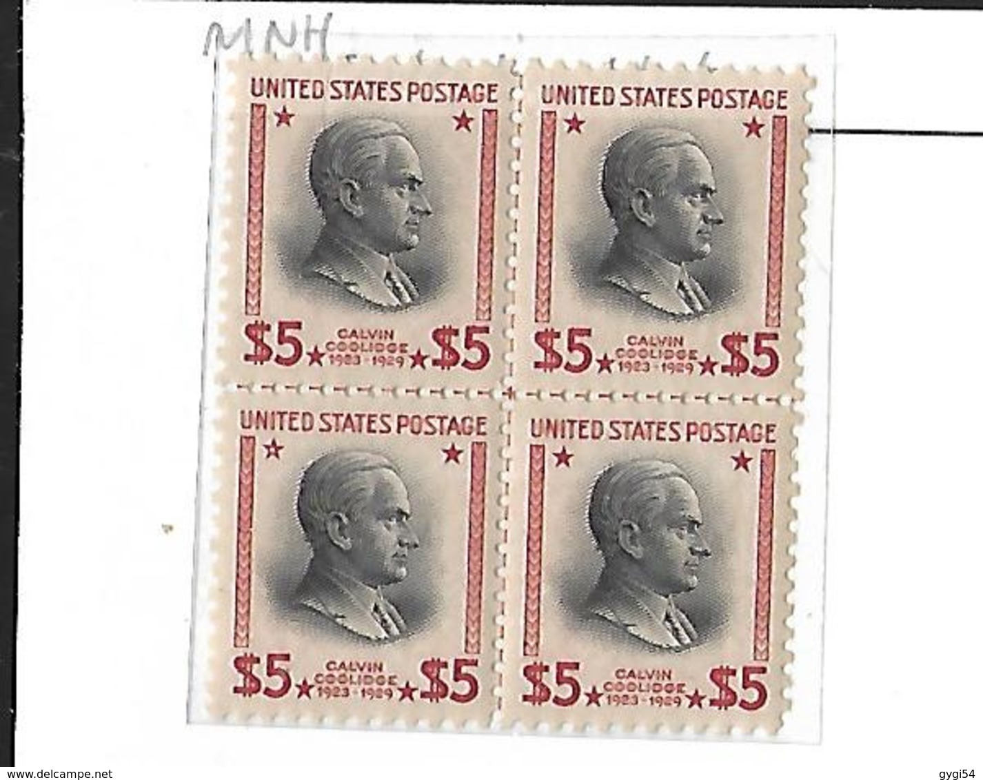 Etats Unis  1938 $5 Calvin Coolidge   N**,  MNH - Neufs