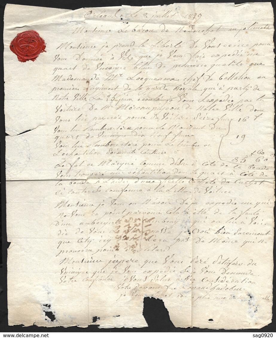 Loiret-Lettre Avec Marque 43 ORLEANS-Pour Jolimetz Nord - 1801-1848: Précurseurs XIX