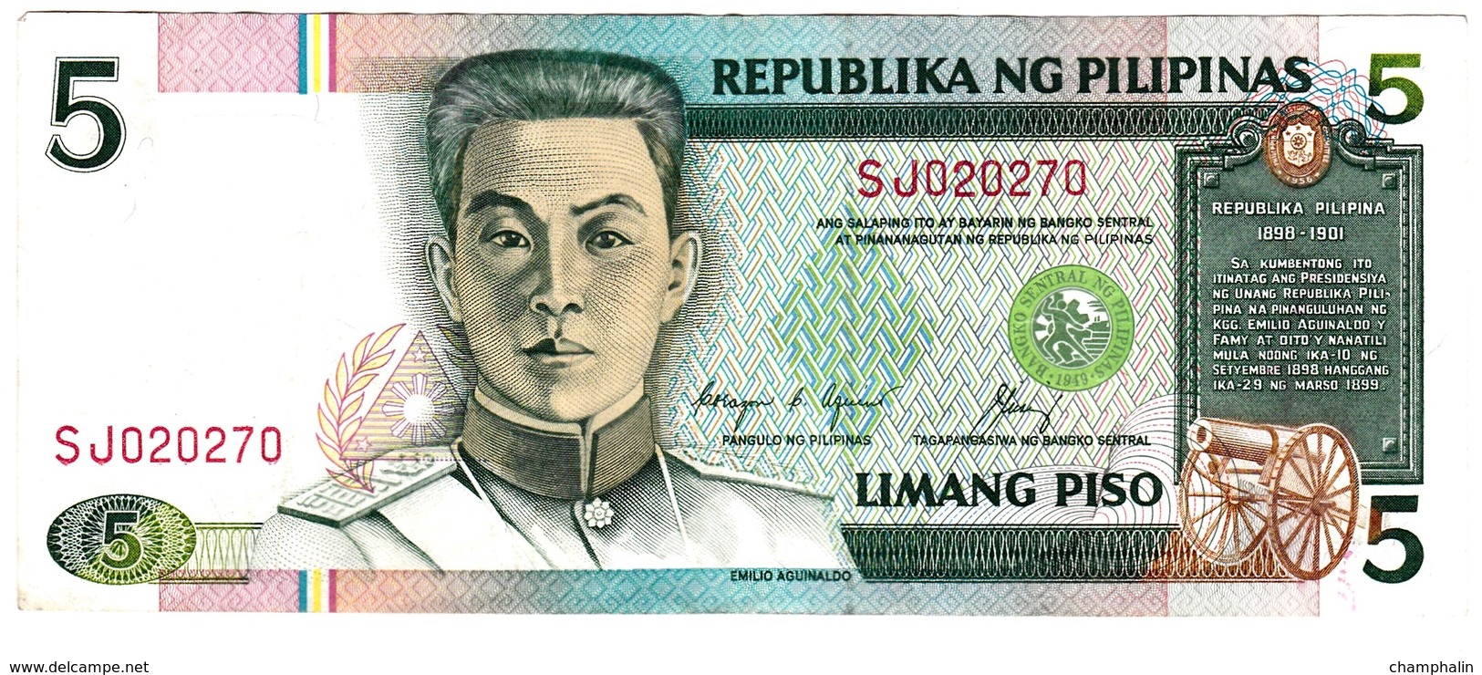 Philippines - Billet De 5 Piso - E. Aguinaldo - Philippinen