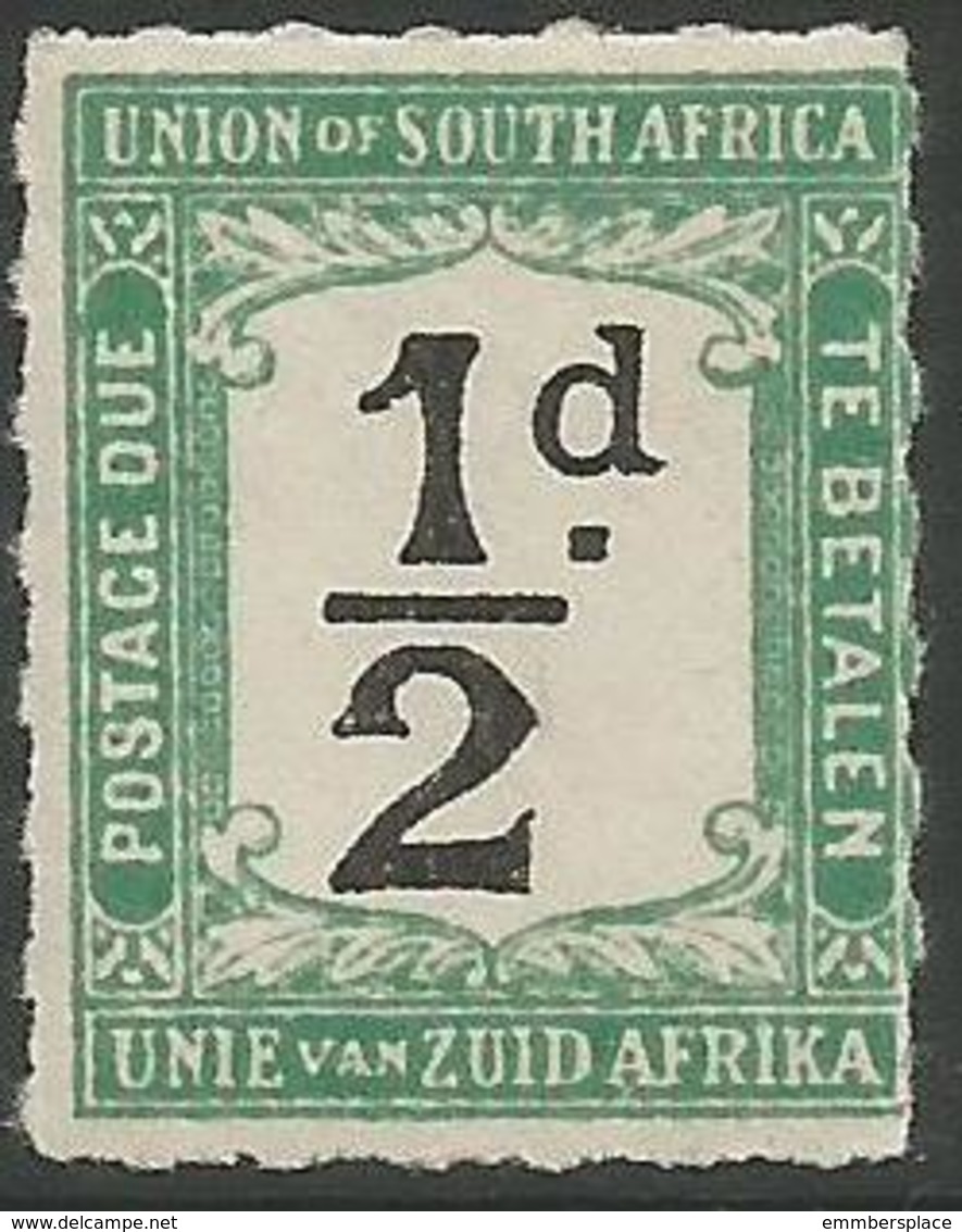 South Africa - 1922 Postage Due 1/2d Rouletted MNH **   SG D8  Sc J8 - Timbres-taxe
