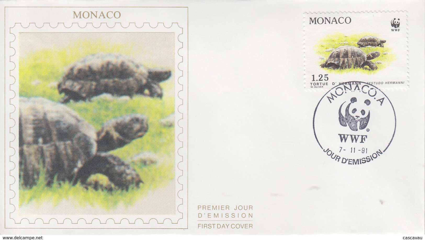 Enveloppe  FDC  1er  Jour  MONACO   La  TORTUE  D' HERMANN   1991 - Schildkröten