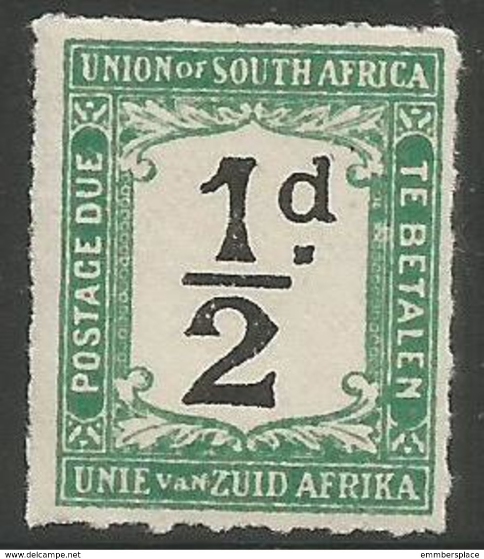 South Africa - 1922 Postage Due 1/2d Rouletted MLH *   SG D8  Sc J8 - Postage Due