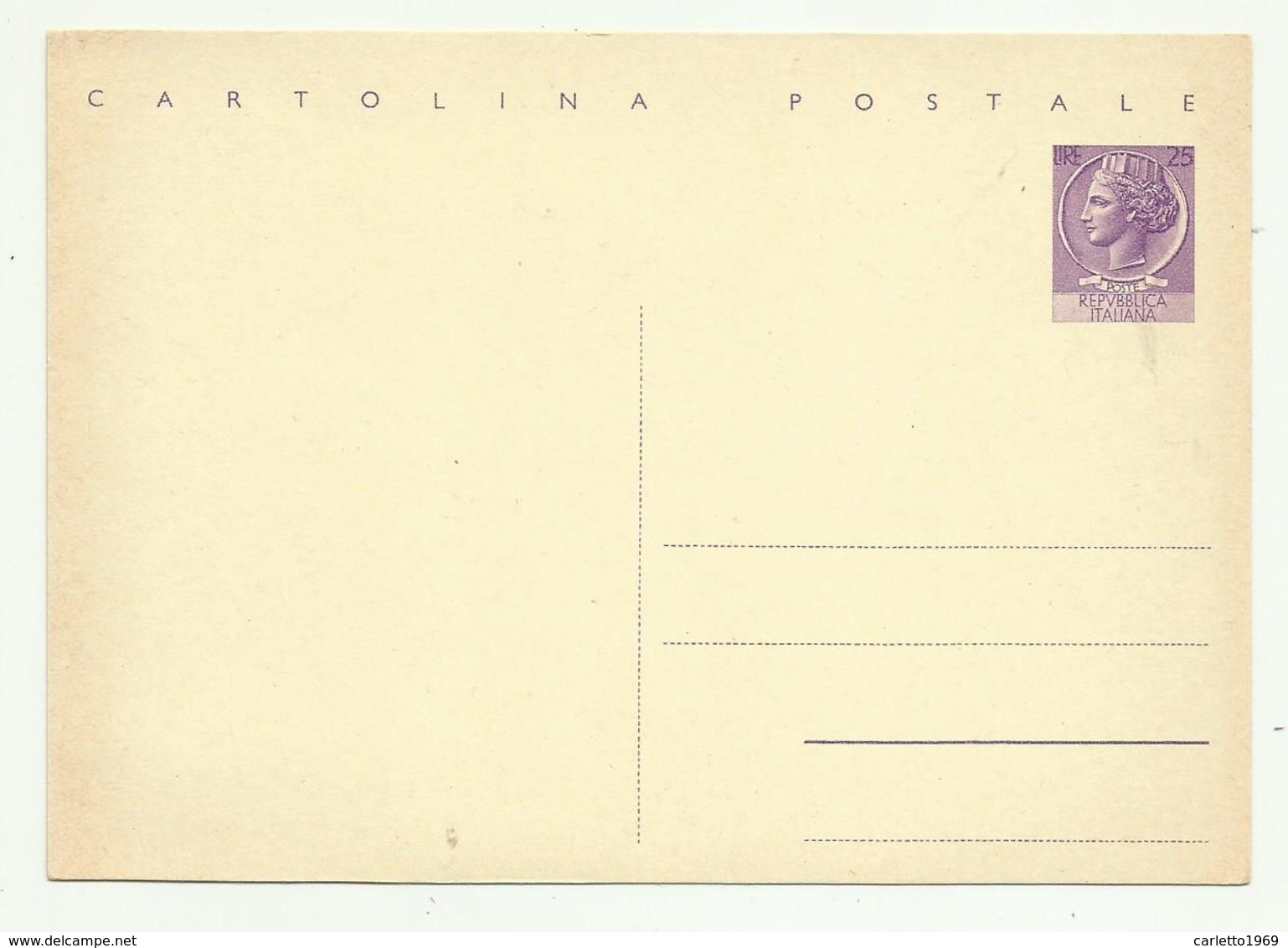 CARTOLINA POSTALE - LIRE 25 INTERO POSTALE - 1961-70: Ungebraucht