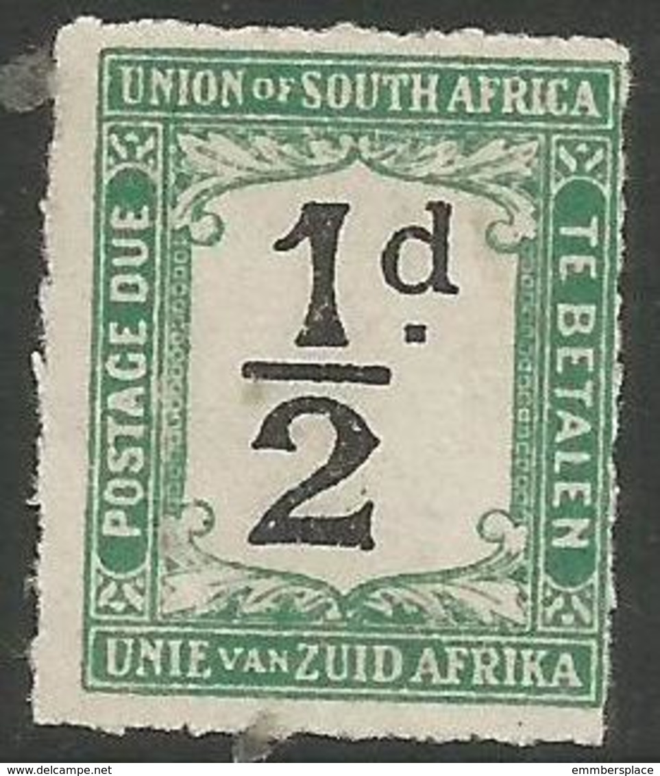 South Africa - 1922 Postage Due 1/2d Rouletted MH *   SG D8  Sc J8 - Postage Due