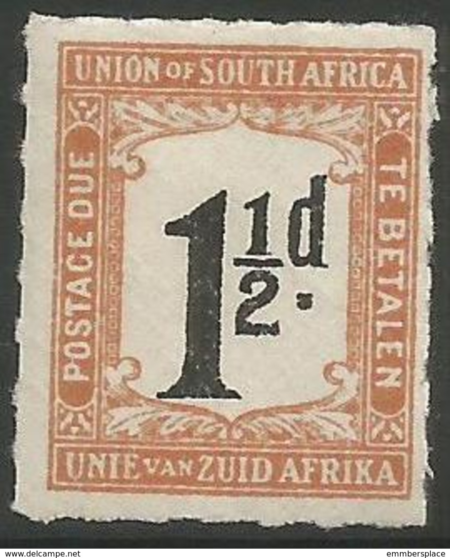 South Africa - 1922 Postage Due 1.5d Rouletted MH *   SG D10  Sc J10 - Impuestos