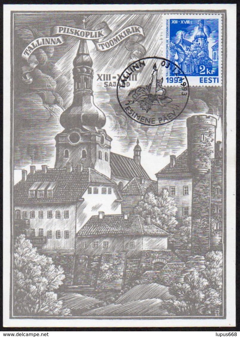 Estland 1993 MiNr. 216/ 217  Maximumkarten (2) ;  Weihnachten- Kirchen - Kirchen U. Kathedralen