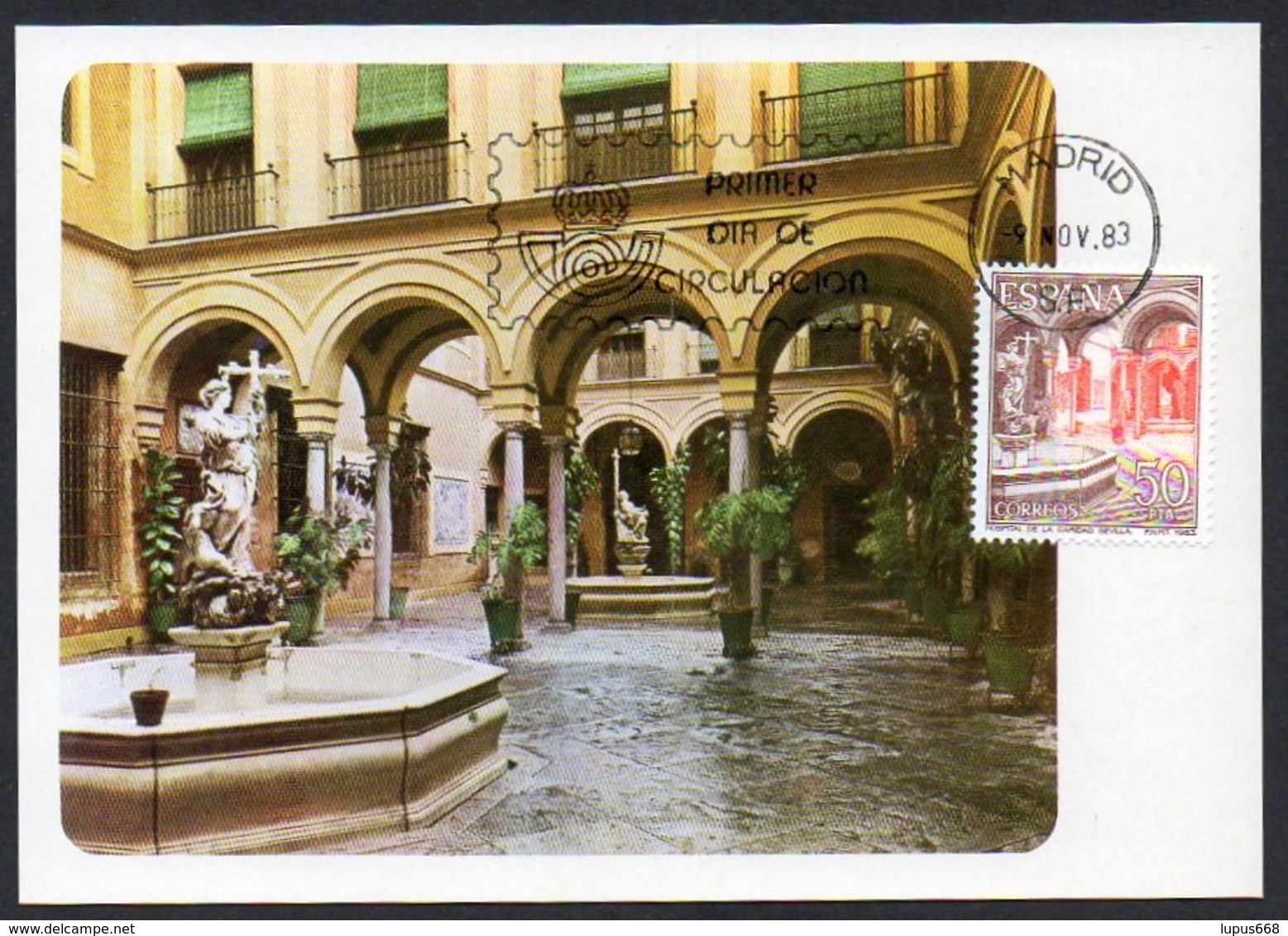 Spanien 1983 MiNr. 2614  Maximumkarte  Hof Des Hospital De La Caridad, Sevilla - Maximumkarten