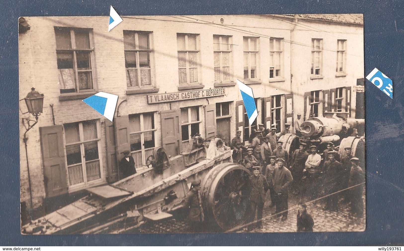 Gistel 1914 1918 Fotokaart Zware Duitse Artillerie Aan Herberg  't Vlaams Gasthof C.Depoorter 23.08.1917 ( Zie Rug) - Gistel