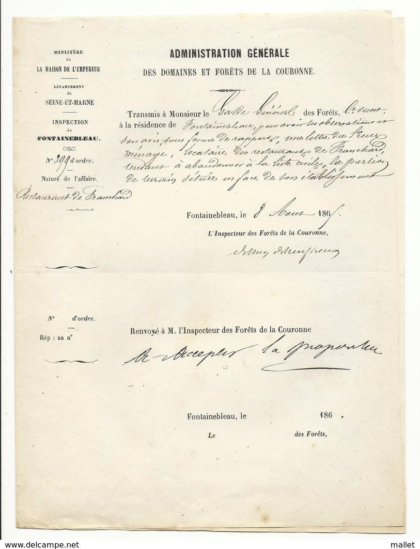 Courrier à En-tête Hotel De L'Aigle Noir Fontainebleau à Propos De L'abandon D'un Terrain Près Resto Franchard - Historical Documents