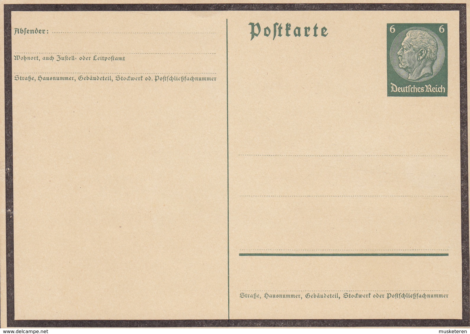 Germany Deutsches Reich Postal Stationery Ganzsache Entier 1934, 6 Pf. Hindenburg Trauerrand (Unused) - Sonstige & Ohne Zuordnung