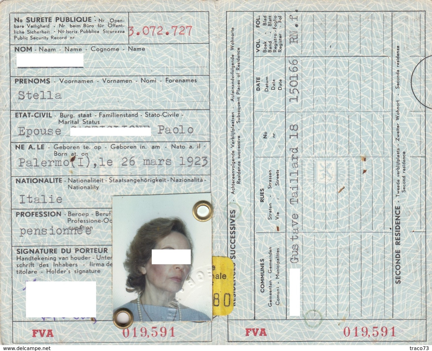 DOCUMENTO D'IDENTITA'  /  CARTE DE SEJOUR  - Documento  -  BELGIO _  Visti E Marche Da Bollo - Fiscal - Historical Documents