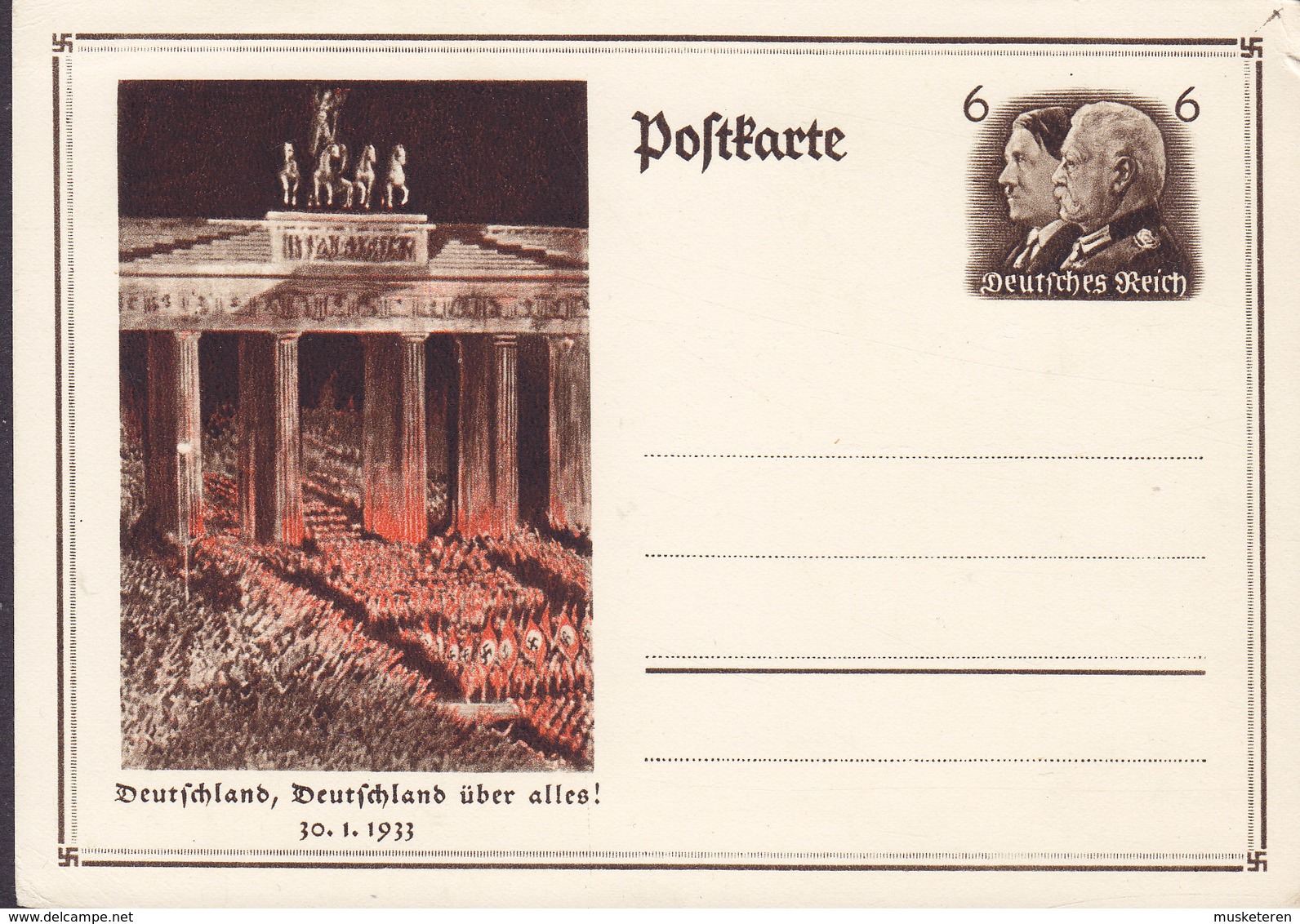 Deutsches Reich Postal Stationery Ganzsache Entier 1933,  6 Pf. Machtergreifung Durch Hitler (Unused) - Sonstige & Ohne Zuordnung