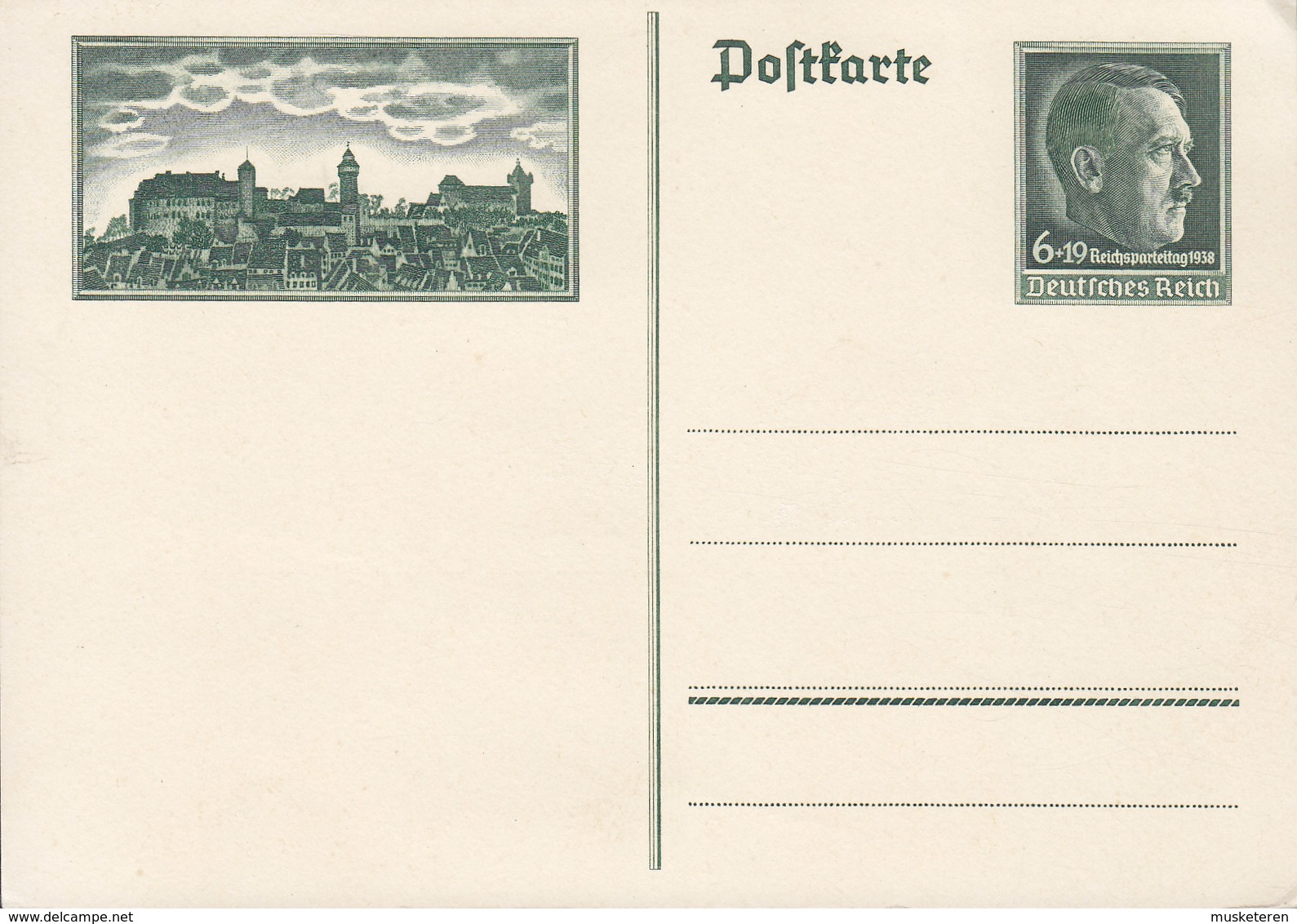 Germany Deutsches Reich Postal Stationery Ganzsache Entier 1938,  6+19 Pf. Hitler & Reichsparteitag (Unused) - Sonstige & Ohne Zuordnung