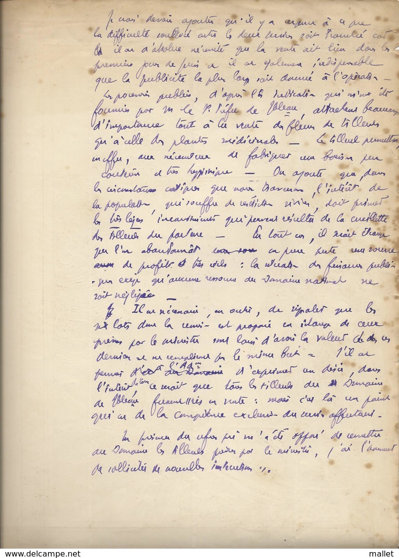 Courrier (2 Pages) Relatif à La Vente De Tilleuls Du Palais De Fontainebleau - 1918 - Documents Historiques