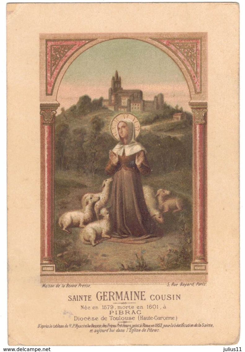 CHROMO SAINTE GERMAINE COUSIN à PIBRAC DIOCESE TOULOUSE  : IMAGE PIEUSE HOLY CARD SANTINI PRENTJE - Devotion Images