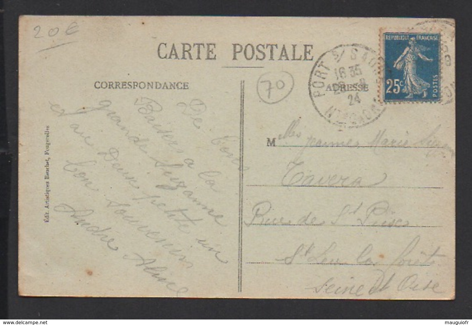 DD / 70 HAUTE SAÔNE / PORT-SUR-SAÔNE / ARRIVÉE DU TRAIN DE VESOUL EN GARE DU CHEMIN DE FER / ANIMÉE / 1924 - Other & Unclassified