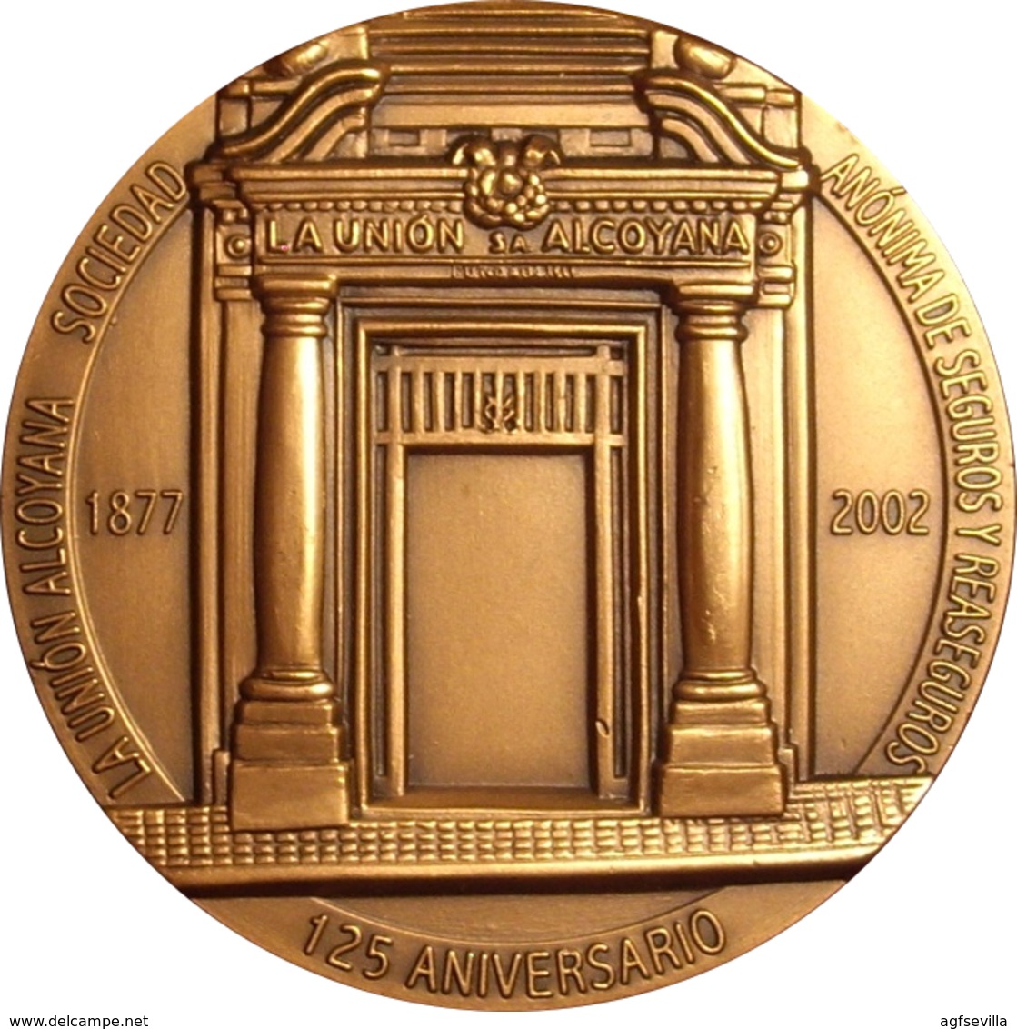 ESPAÑA. MEDALLA 125 ANIVERSARIO LA UNIÓN ALCOYANA SEGUROS. 2.002. BRONCE. SPAIN MEDAL - Firma's