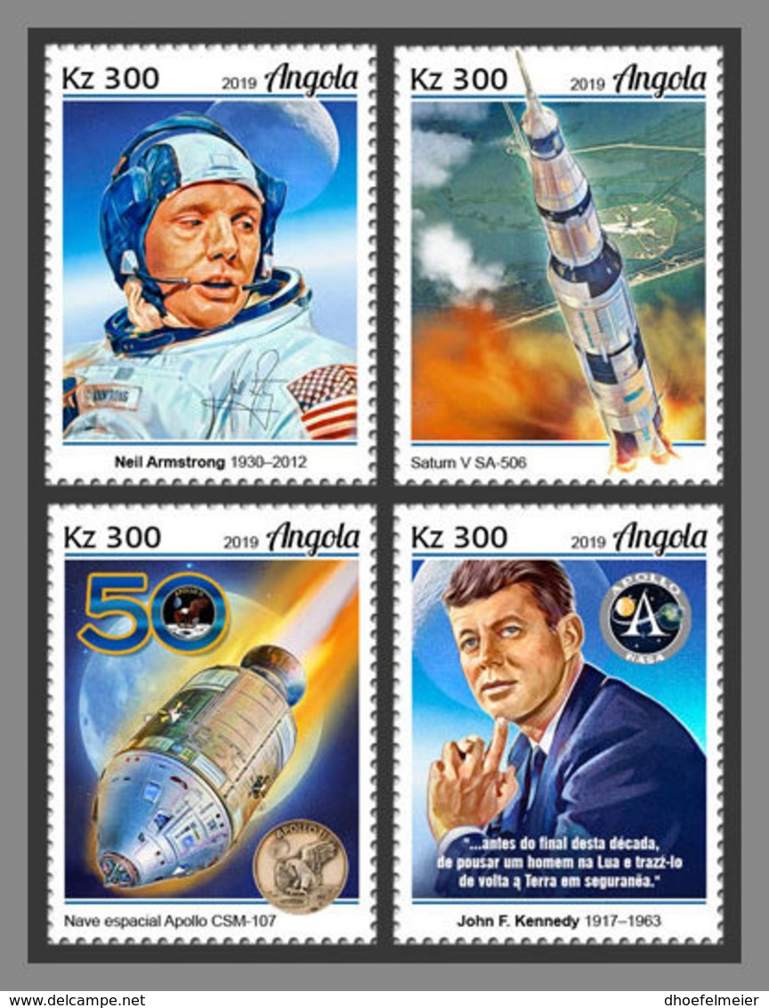 ANGOLA 2019 MNH 50 Years Apollo 11 Space Raumfahrt Espace 4v - OFFICIAL ISSUE - DH1923 - Africa