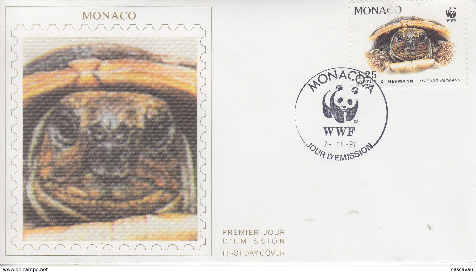 Enveloppe  FDC  1er  Jour  MONACO   La  TORTUE  D' HERMANN   1991 - Schildkröten