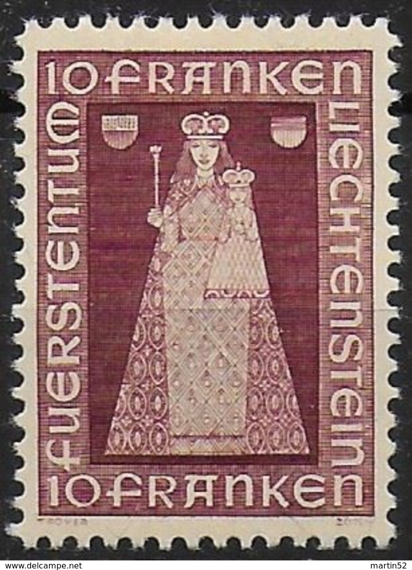 Liechtenstein 1941: Madonna Von Dux (10 FRANKEN) Zu 150 Mi 197 Yv 172 * Falzspur MLH (Zumstein CHF 110.00 - 50% = 55.00) - Neufs