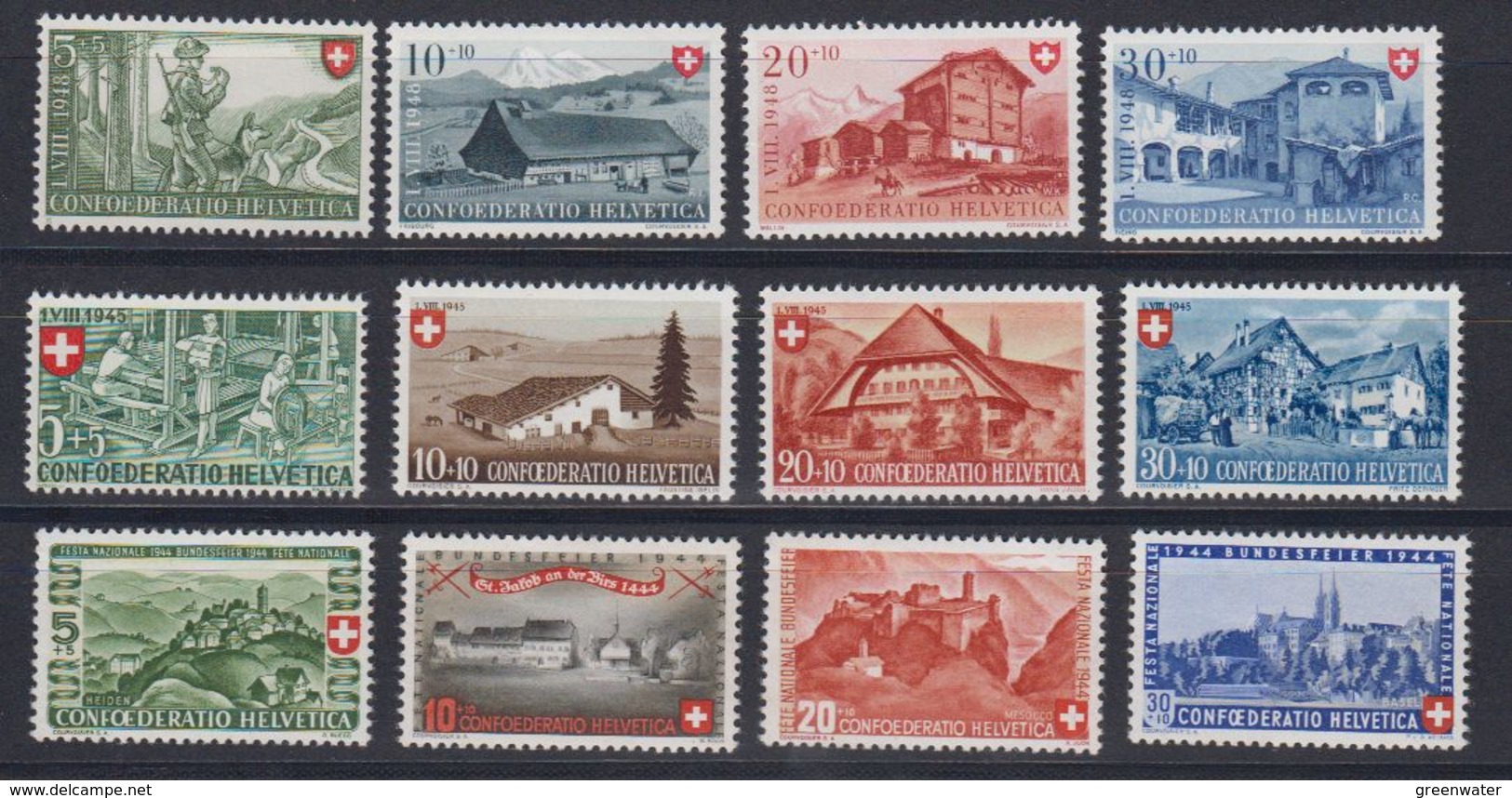 Switzerland 1944 + 1945 + 1946 Pro Patria 3x4v ** Mnh (43162) - Ongebruikt