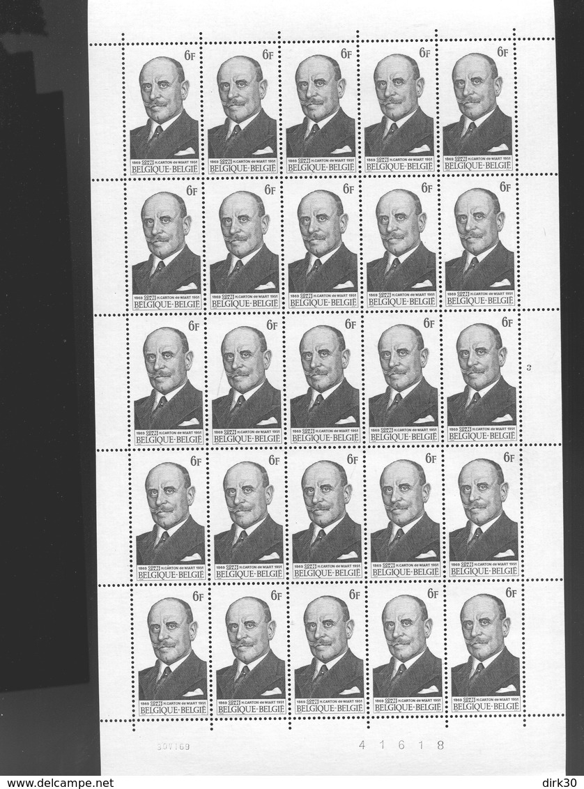 Belgie 1969 1512 Carton De Wiart Painting Luppi Full Sheet MNH Plaatnummer 3 - Unclassified