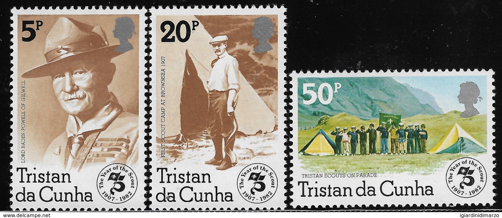 TRISTAN DA CUNHA - 1982 - 3 Valori Nuovi Stl-  "75° Anniversario Dello SCAUTISMO" - In Ottime Condizioni. - Nuovi