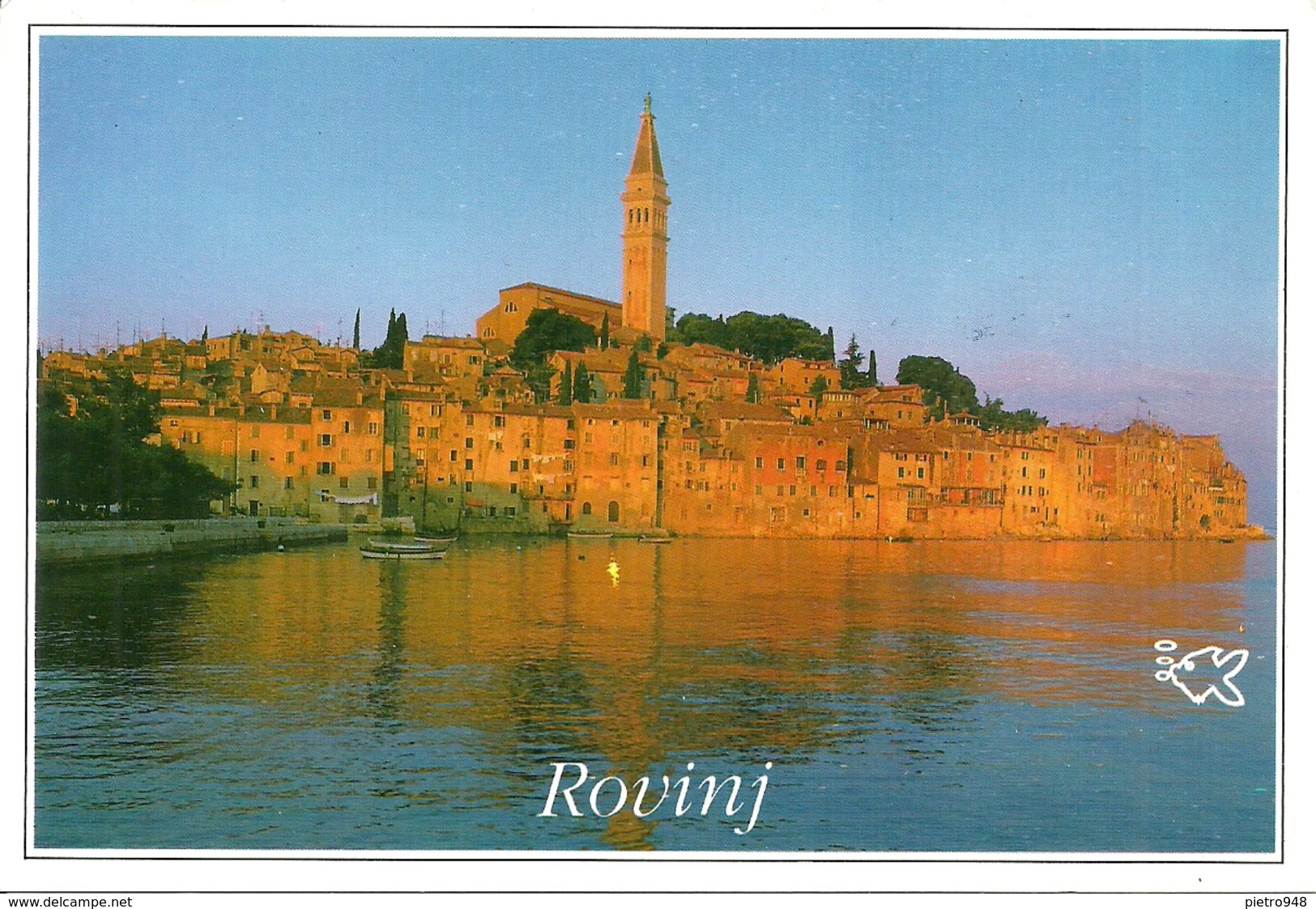 Rovinj, Rovigno (Croazia, Ex Jugoslavia) Panorama Dal Mare Al Tramonto, View From The Sea At Sunset - Croazia