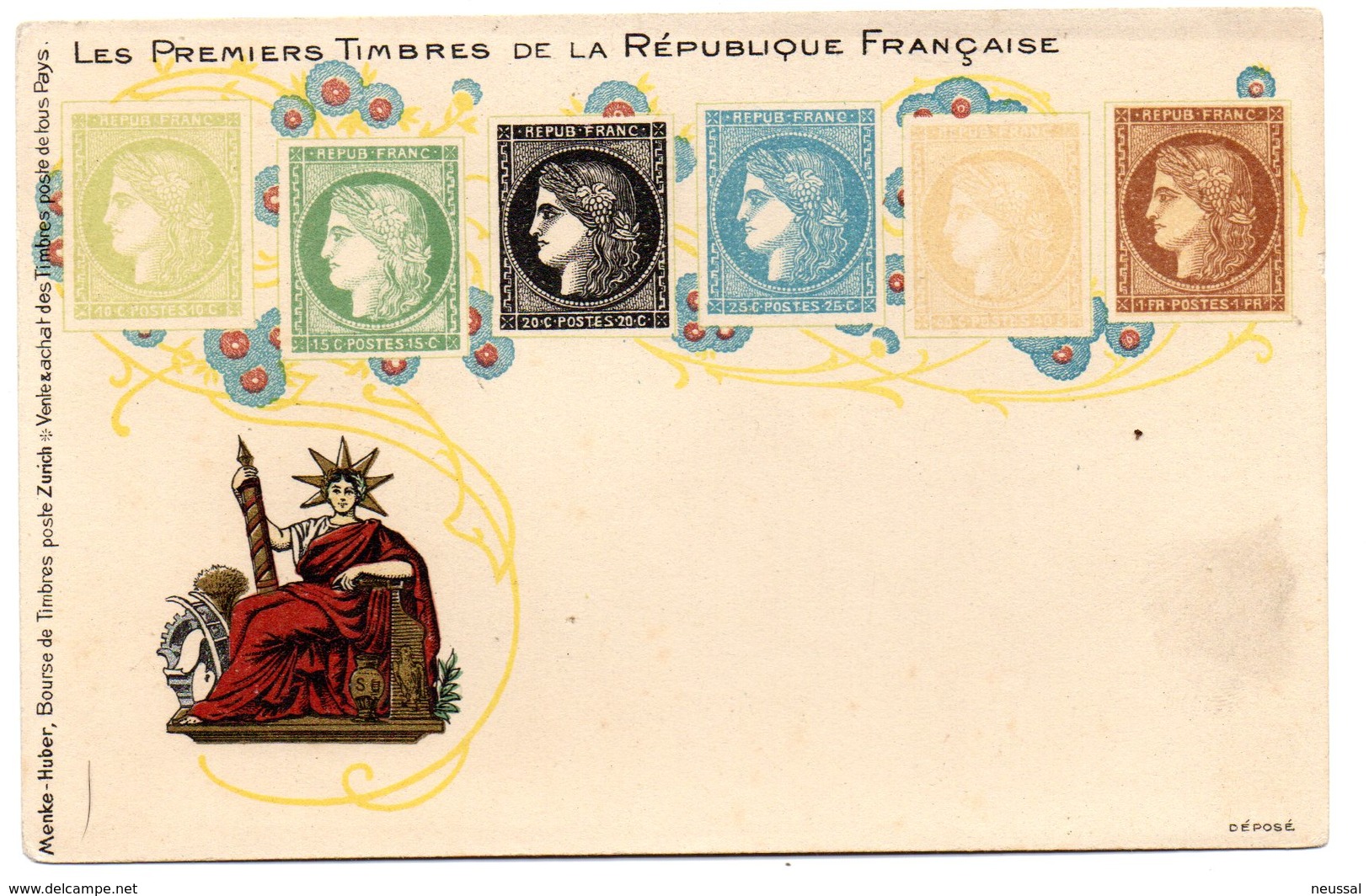 Tarjeta Postal  Les Premiers Timbres De La Republique Française. - Otros & Sin Clasificación