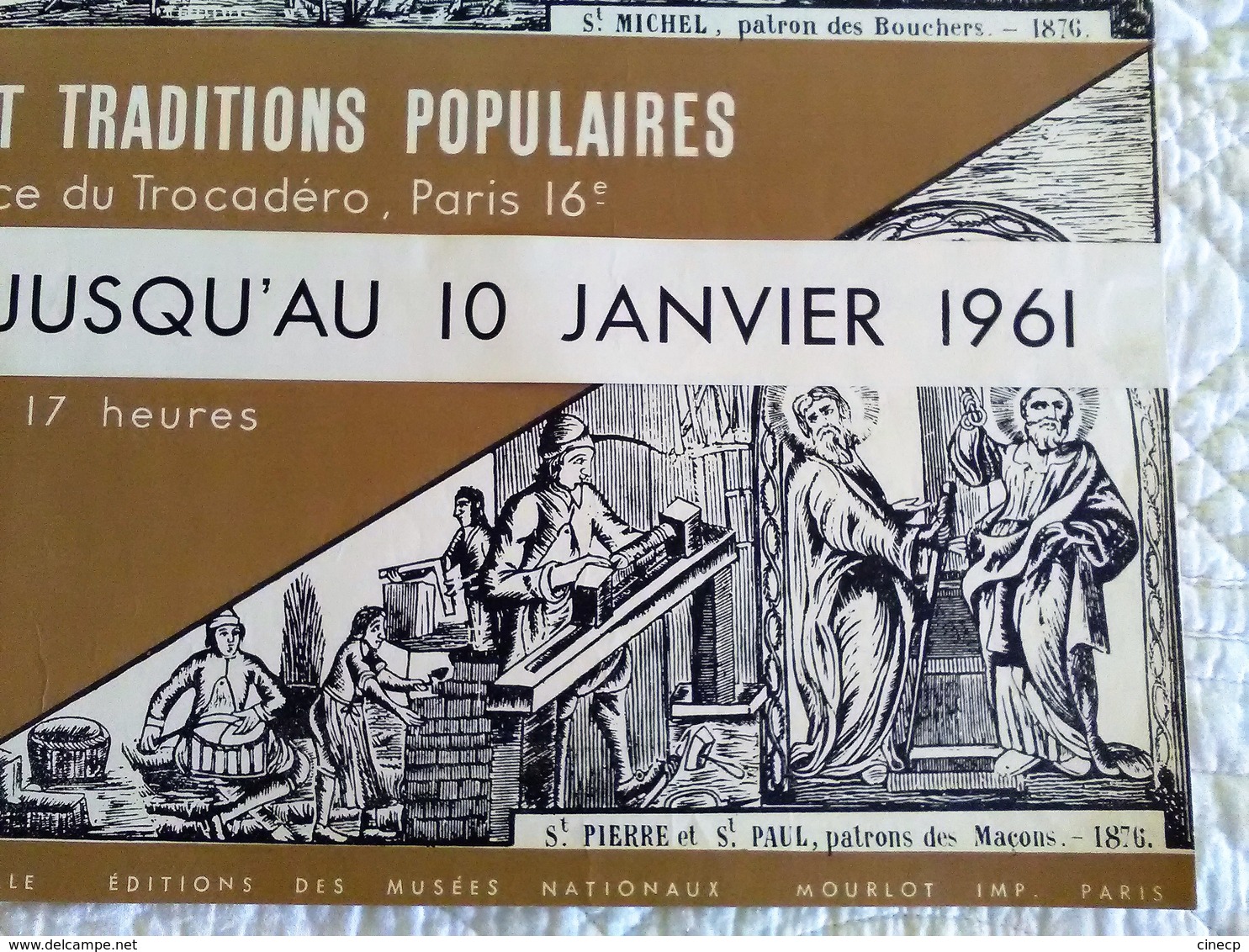 AFFICHE ANCIENNE ORIGINALE LITHOGRAPHIQUE EXPOSITION 1960 PALAIS CHAILLOT TROCADERO Imprimeur Mourlot METIERS SAINT - Affiches