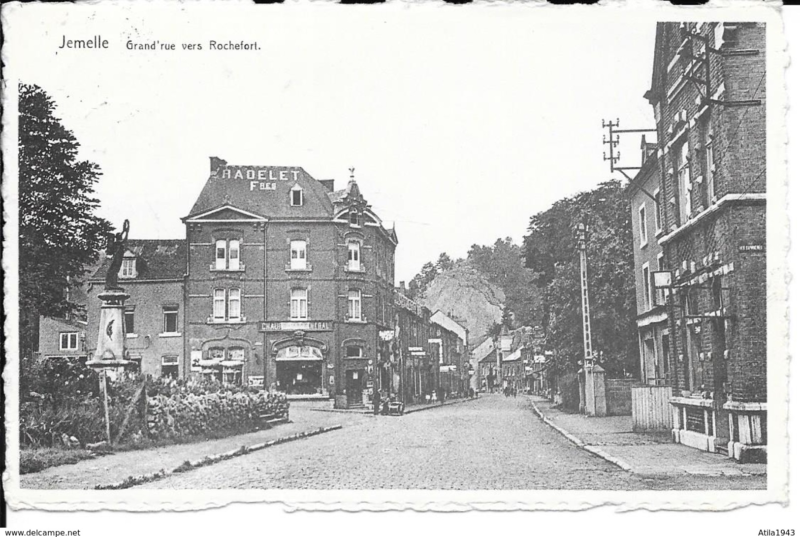 Jemelle - Grand'Rue Vers Rochefort - Commerce "Radelet Frères"Poêlerie,Electricité,Machine à Coudre Etc..- Circulé:1947 - Rochefort