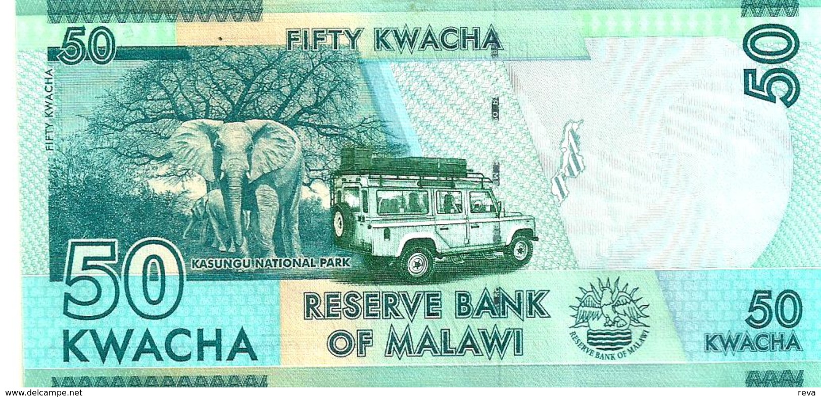 MALAWI 50 KWACHA BLUE MAN HEAD FRONT ELEPHANT ANIMAL BACK P.? NOT MDATED UNC READ DESCRIPTION !! - Malawi